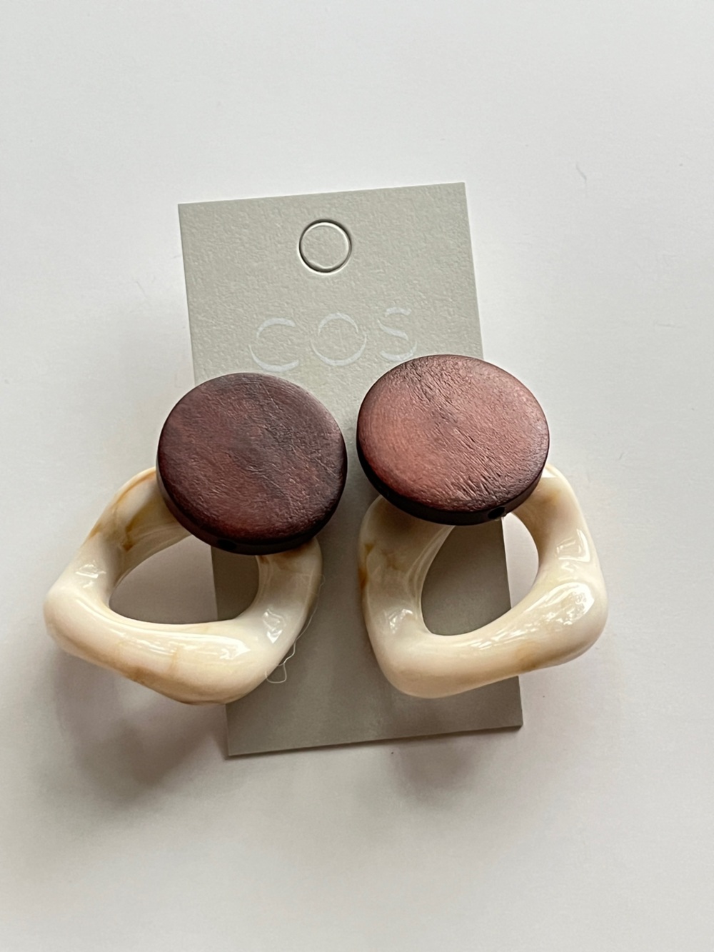 COS Cream and Brown Resin Drop Earrings